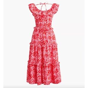 J. Crew Vibrant Red Floral Dress